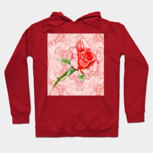 Pink rose on elegant kaleidoscope Hoodie